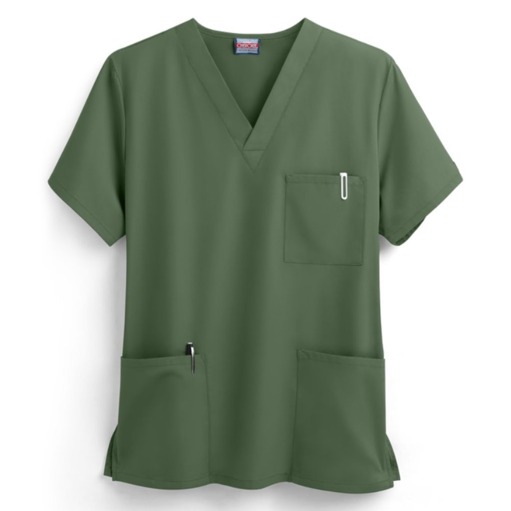 Cherokee Workwear Unisex 3-Pocket V-Neck Scrub Top olive